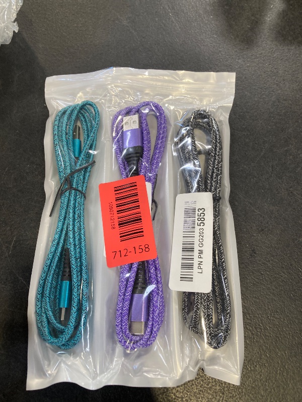 Photo 1 of ABCPOW 3-Pack 6ft USB-A to USB-C Cables