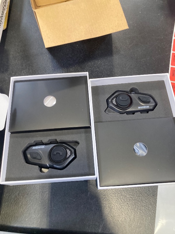 Photo 1 of JESIMAIK Motorcycle Helmet Bluetooth Headset, 10 Way 2KM Helmet Communication System, Multitasking Audio Motorcycle Intercom, 2 Mics&40mm Speaker (2 Pack)