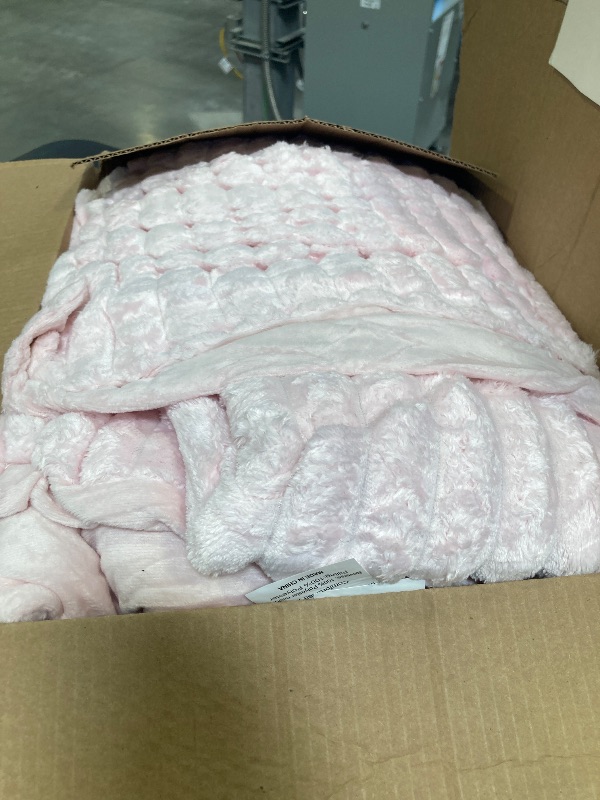 View 3 of CozyLux Fleece Queen Comforter Set - 3 Piece Pink Bedding