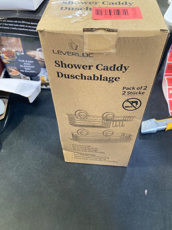 Photo 1 of LEVERLOC Suction Cup Shower Caddy - 2 Pack, Black