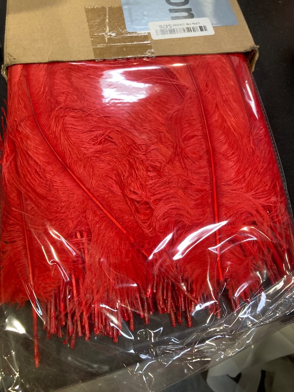 Photo 1 of Berlune Red Ostrich Feathers Bulk 150 Pcs