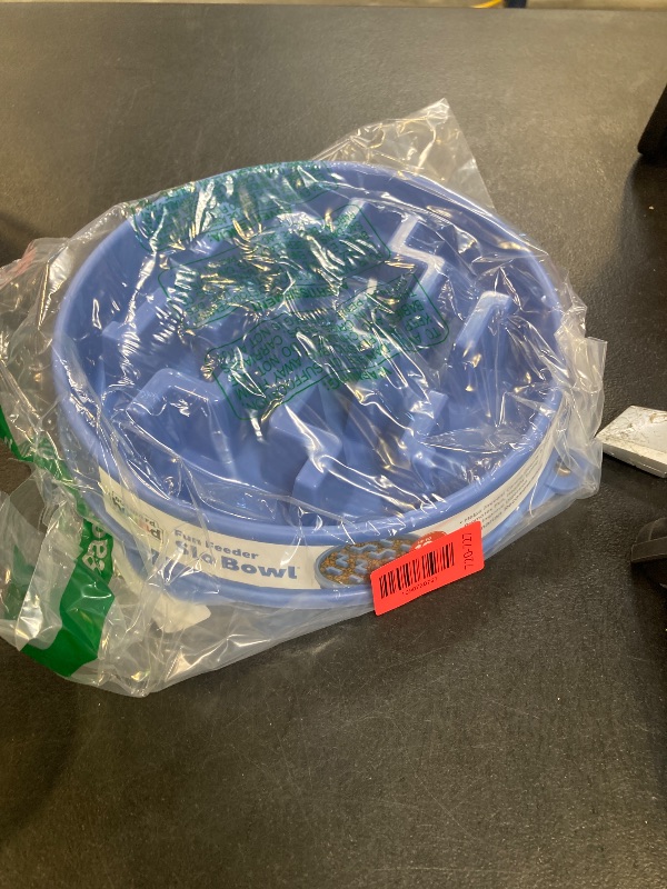 View 2 of Outward Hound Fun Feeder Slo Bowl Dog Slow Feeder, Blue, Large