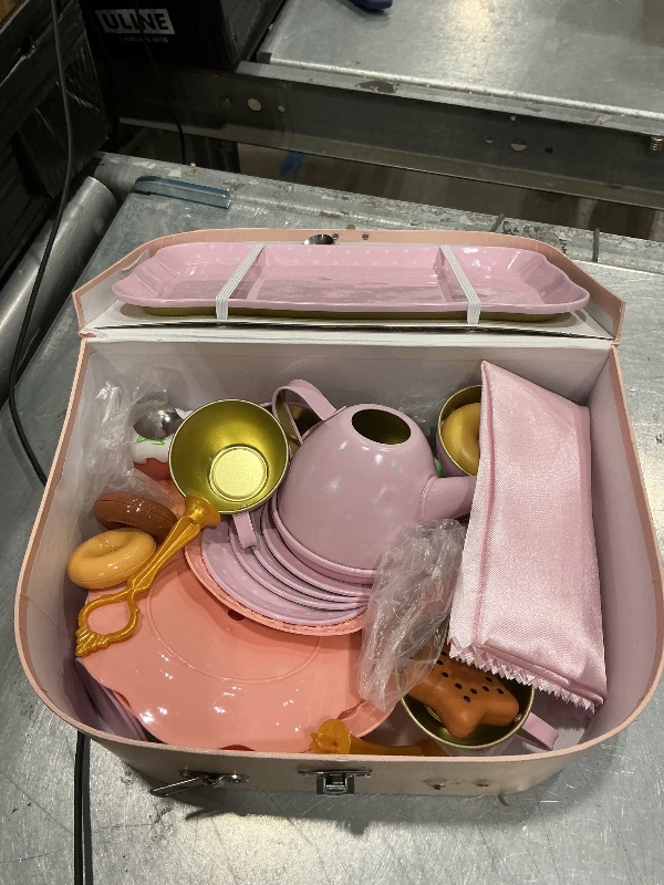 View 3 of [MISSING PARTS] iAOVUEBY Princess Tea Party Set with Dessert Carrying Case