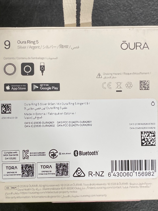 View 3 of Oura Ring 5 Smart Ring - Silver - Size 9