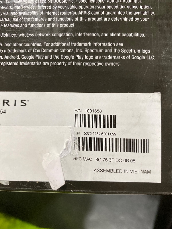 Photo 1 of ARRIS Surfboard G54 DOCSIS 3.1 Multi-Gig Modem & Wi-Fi 7 Router | BE18000