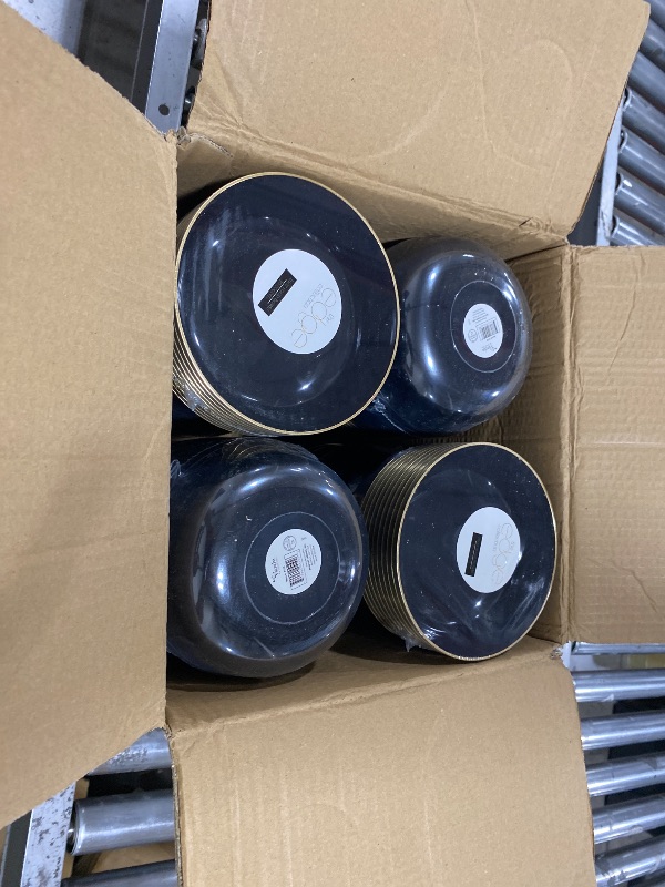 Photo 1 of 16 oz Black/Gold Rim Edge Bowls - Disposable Round Catering and Party Bowls - Case of 120