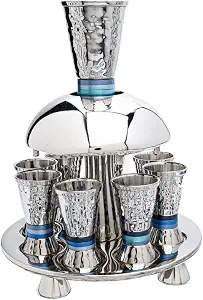 Photo 1 of Yair Emanuel Hammered Nickel Kiddush Fountain Set