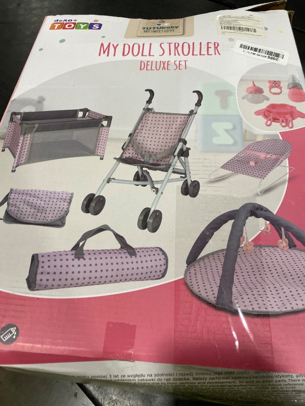 View 2 of deAO Baby Doll Stroller Crib Playset Accessories