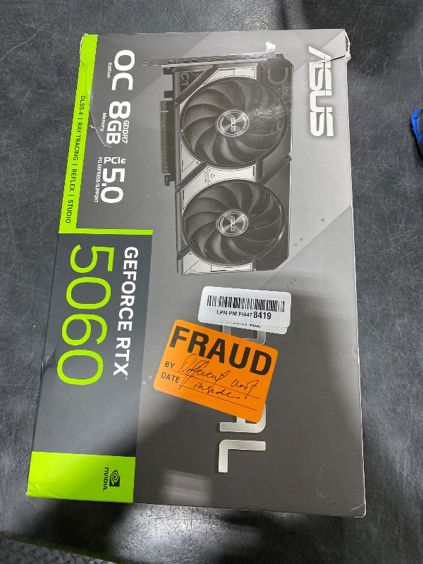 Photo 1 of ASUS Dual NVIDIA GeForce RTX 5060 8GB GDDR7 OC Edition (PCIe 5.0, 8GB GDDR7, DLSS 4, HDMI 2.1b, DisplayPort 2.1b, 2.5-Slot Design, Axial-tech Fan Design, 0dB Technology), 3 Year Warranty