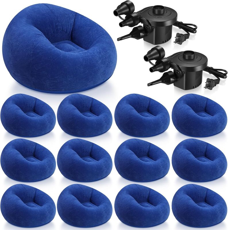 Photo 1 of Realspring 12 Pcs Inflatable Bean Bag Chairs for Adults with Electric Air Pump, Blow up Couch Folding Portable Inflatable Couch Lazy Sofa for Outdoor Movie Night Camping, pink
