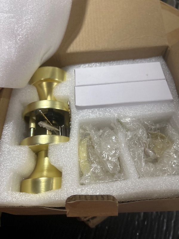 Photo 1 of Goldenwarm Brushed Gold Entry Door Knobs with Deadbolt (2 Pack)