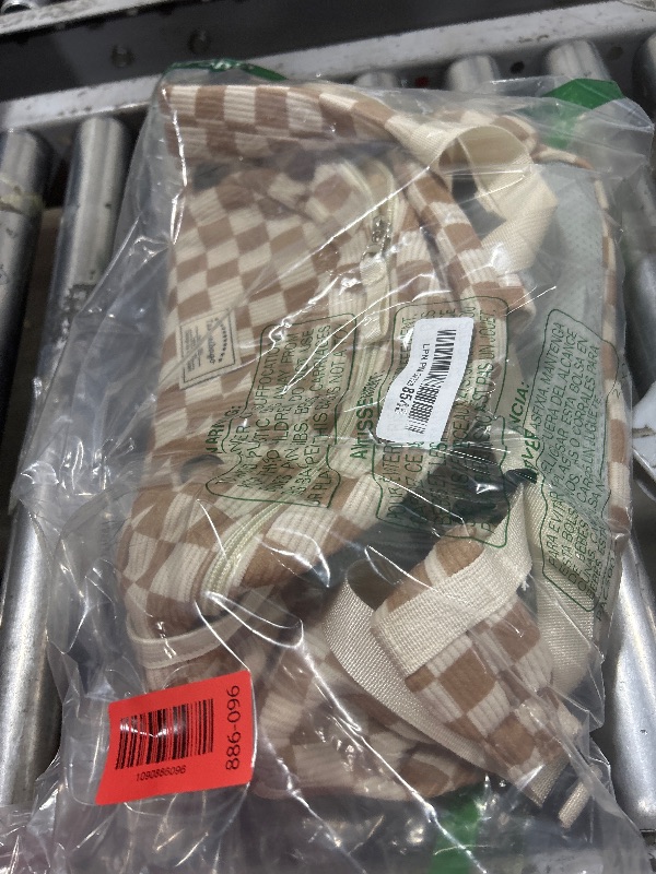Photo 1 of Tanweibago Corduroy Kids Backpack Checkered Brown
