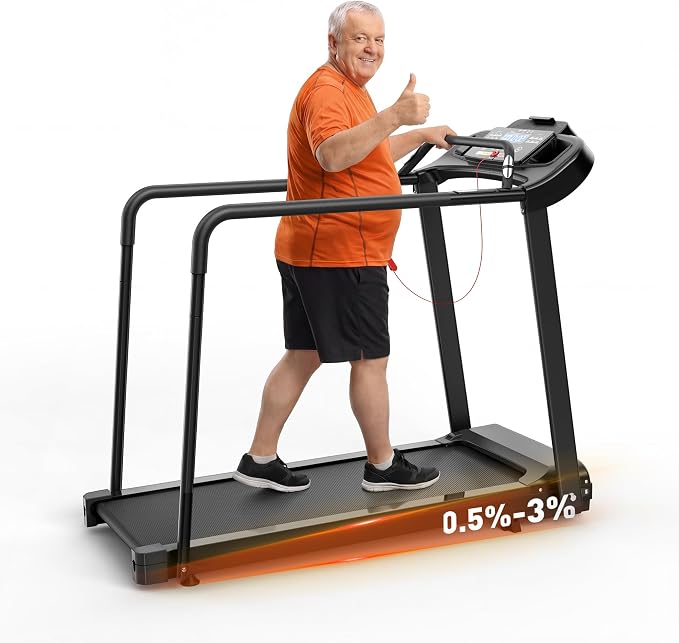 Photo 1 of Treadmills for Home, Treadmills for Seniors, Reverse Walking 0.5-6 MPH Forward & 0.5 MPH Reverse, Long Handrails, Heart Rate, 300 LBS, 2.5HP
