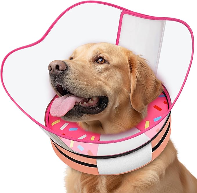 Photo 1 of Supet Raised Sponge Dog Cone Collar Alternative After Surgery, Soft Dog Cone for Small Medium Large Dogs to Stop Licking, Pet Neck Donut Collar After Surgery
