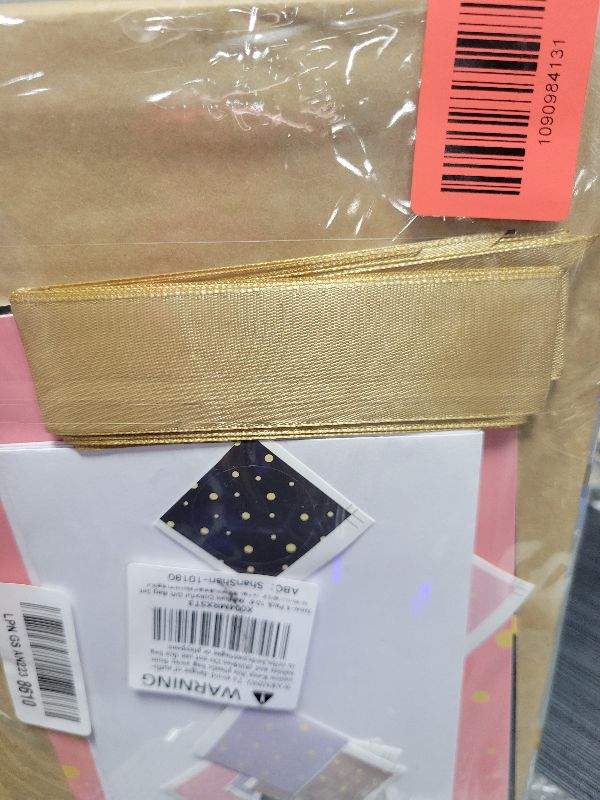 Photo 1 of 4-Pack 10.6” Medium Gift Bag Set with Handles, Greeting Card, Tissue Papers and Stickers for for Women Girls Men Boys Kids Teens for Birthday Party, Shopping, Wedding, Mother’s Day, Gold Foil Dots design, 4 Pcs