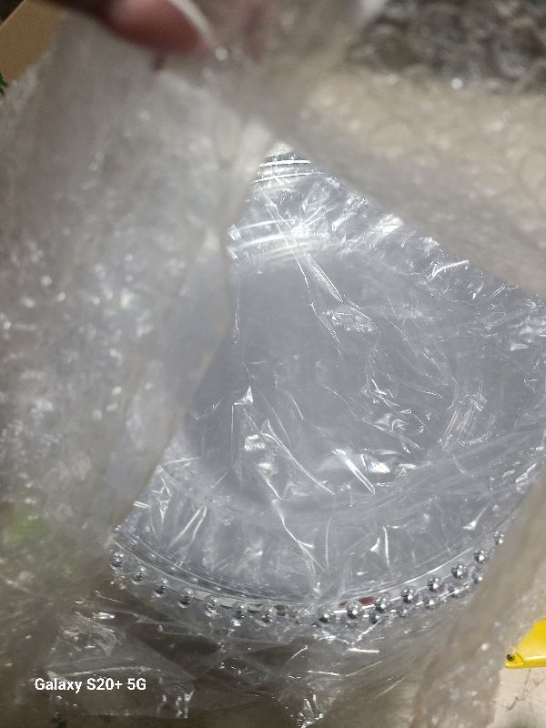 Photo 1 of 12 Pack Clear Charger Plates With Silver Beaded Rim - 13 Inch Plate Chargers for Dinner, Acrylic Decorative Plates, Transparent Decorative Dinner Charger Plates for Events & Parties (Silver)