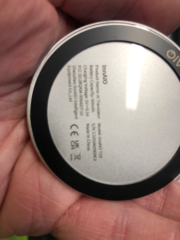 View 4 of ***DAMAGED - SEE NOTES/PICTURES*** InnAIO T10 AI Language Translator Device, Real-Time Two-Way Voice Translator with GPT Accuracy & Voice Cloning, Pocket Spanish to English Translator for Travel, Business & Video Calls (140+ Languages)