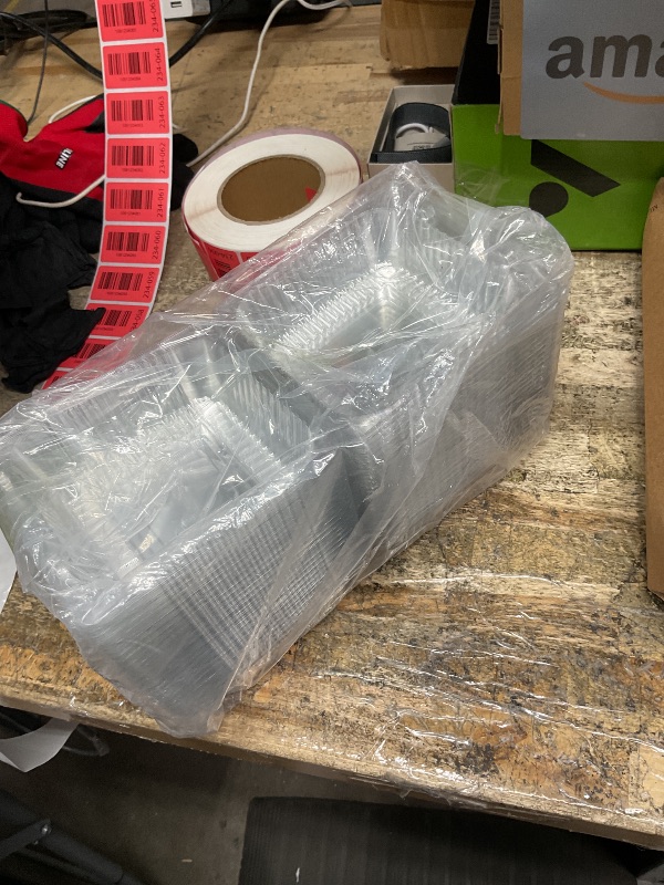 View 2 of 100 Pcs Clear Hinged Plastic Containers with Lids,Individual Cake Slice Containers,Square Plastic Food Container,Disposable Clamshell Take Out Containers for Cakes,Cookies,Pasta,Sandwiches,SaladLPNO631132919