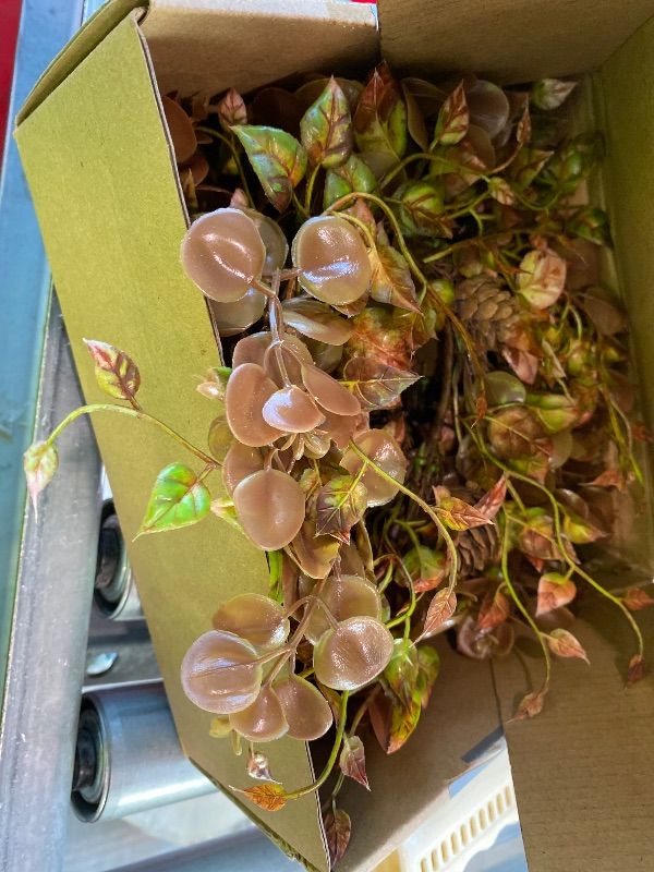 View 3 of [MISSING BOWS] EYNDYN Fall Hanging Wreath Set with Pine Cones and Autumn Leaves