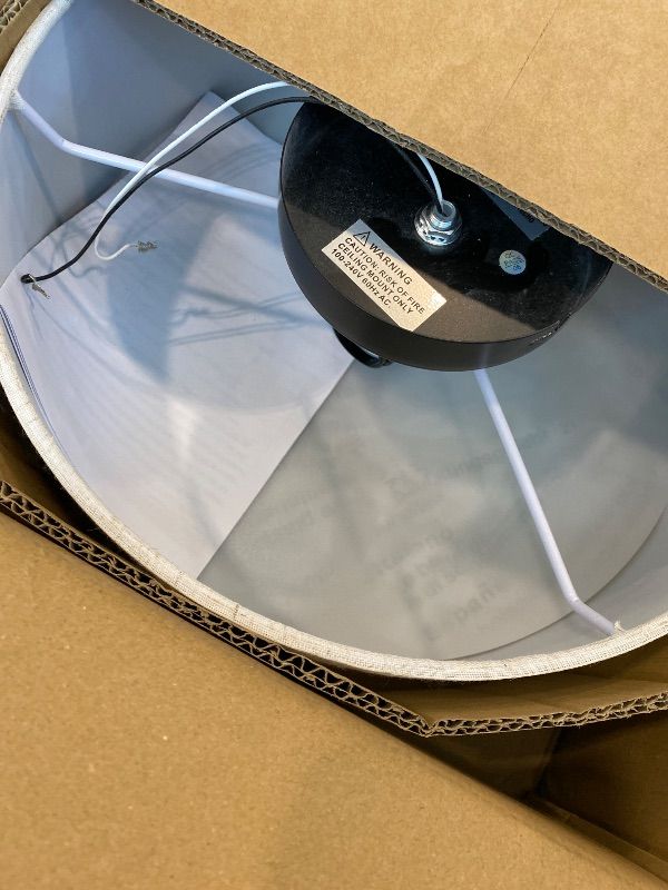View 3 of 12.6 Inch Flush Mount Ceiling Light 2-Light Drum Modern Black Light Fixture Ceiling Light Fixture Close to Ceiling Light Fixture with Fabric Shade for Living Room Hallway Entryway Kitchen Bedroom