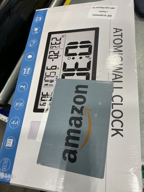 View 2 of 14.6" Atomic Wall Clock with Indoor/Outdoor Thermometer