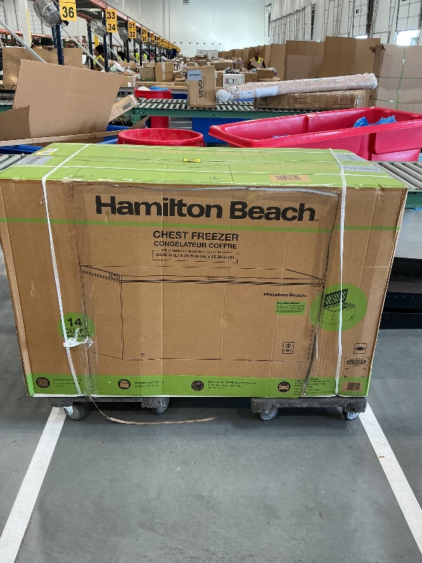 Photo 1 of 14 cu ft Chest Freezer - White, Large Storage for Families, Space-Saving Flat Back, Front Drain, Garage Ready - By Hamilton Beach