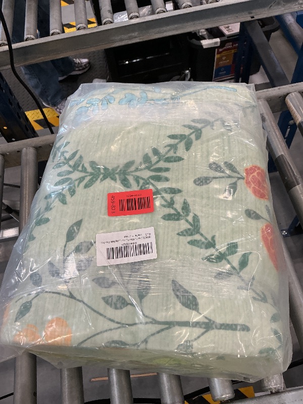 Photo 1 of YIHOUSE Green Floral Area Rug, 6' x 9'