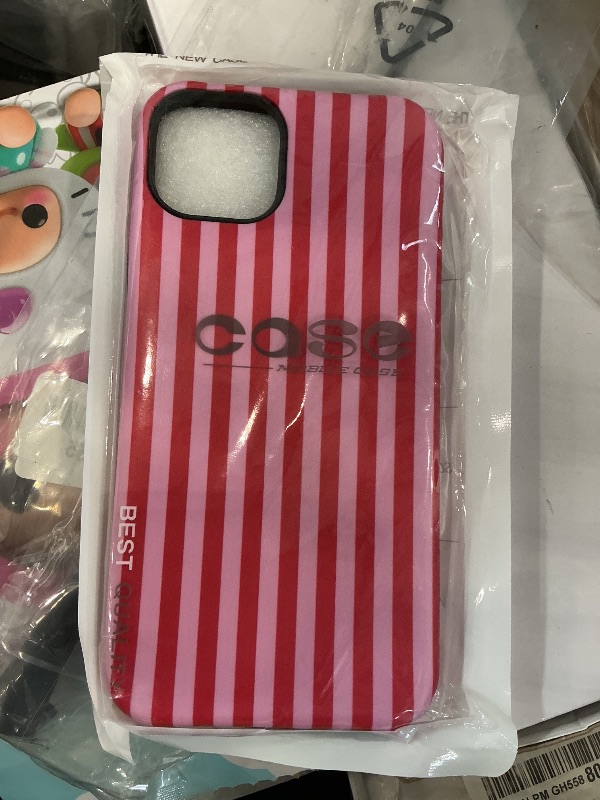 Photo 1 of SenRiCase Magnetic Striped Case for iPhone 15 Plus (Red/Pink)