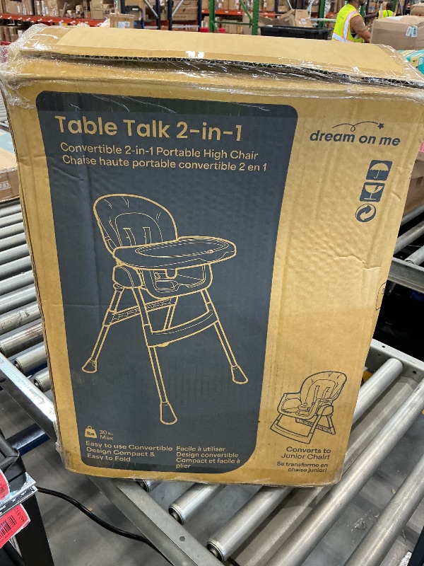 Photo 1 of Dream On Me TableTalk 2-in-1 Convertible High Chair, 5-Point Harness, Gray