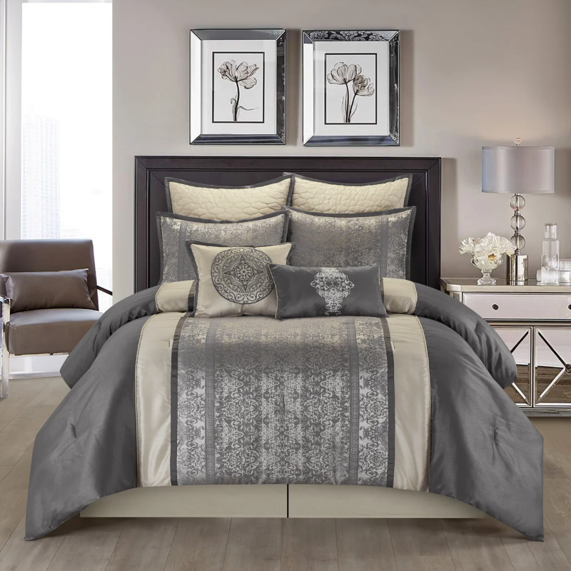 Photo 1 of Arabesque grey 8 piece comforter set