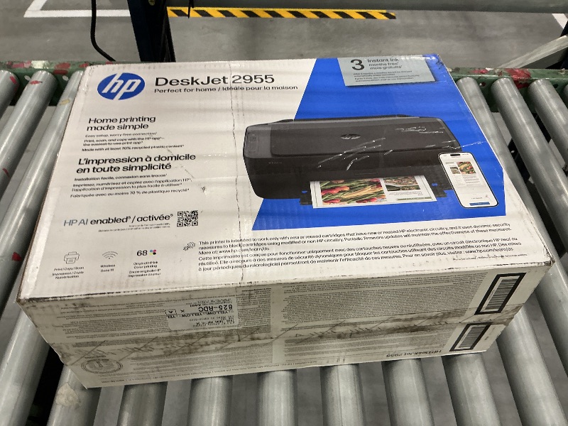 Photo 1 of HP DeskJet 2955 Wireless All-in-One Color Inkjet Printer, Scanner, Copier, Best-for-Home, 3 Month Trial of Instant Ink Included, AI-Capable (A24HJA)
