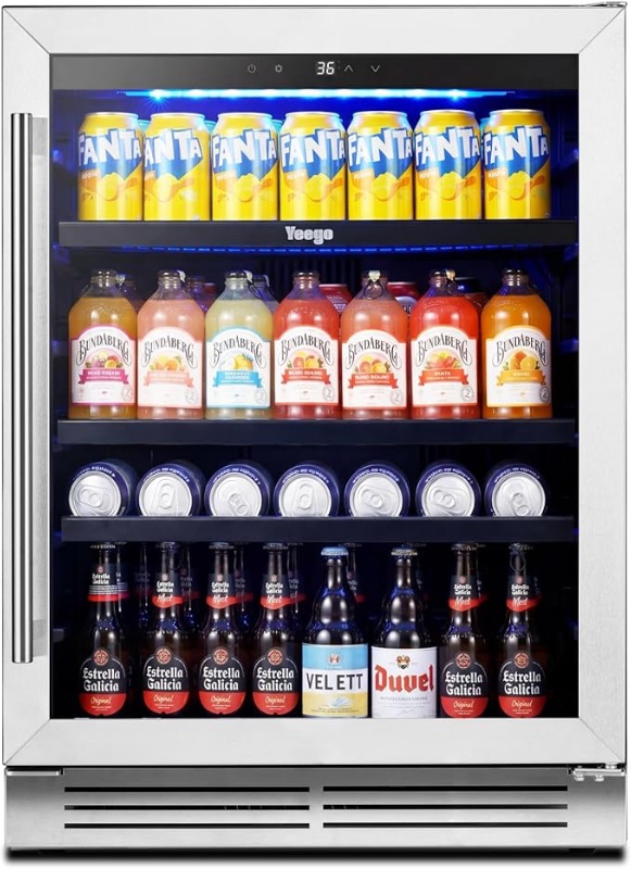 Photo 1 of Yeego Beverage Refrigerator - 24 inch 180 Cans Beer Cooler with Glass Door