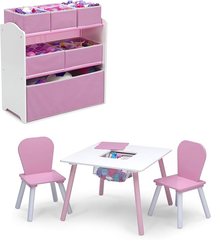 Photo 1 of Delta Children 4-Piece Toddler Playroom Set, Pink/White