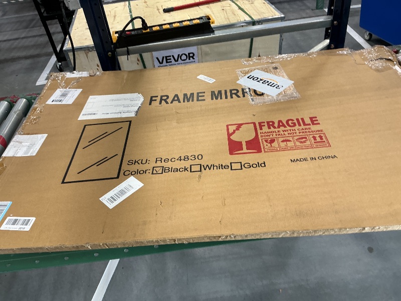 Photo 1 of AMOISE Rectangular Bathroom Mirror, 48"x30" Black Metal Framed