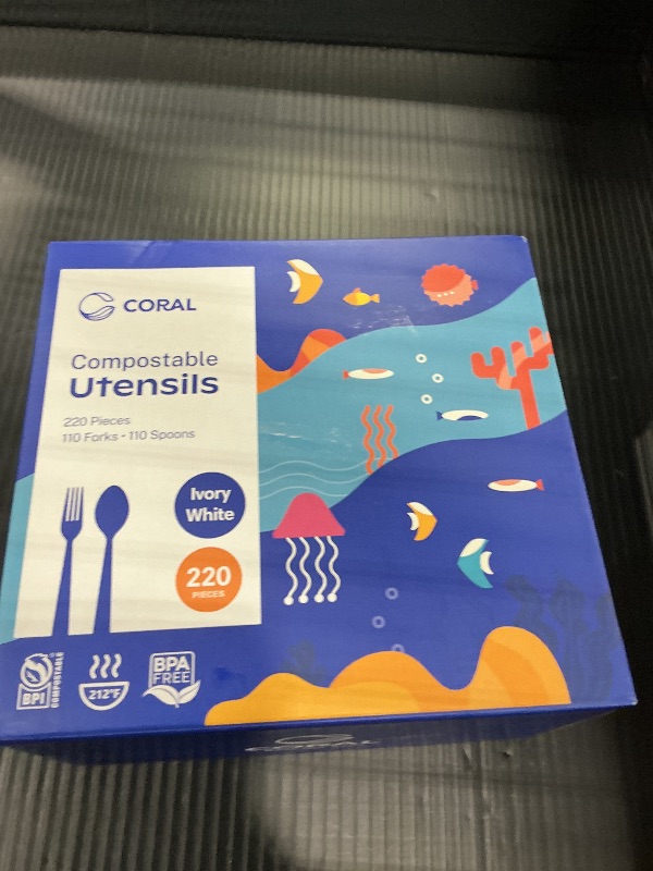 Photo 1 of CORAL Compostable Utensils Set - 220 Pieces