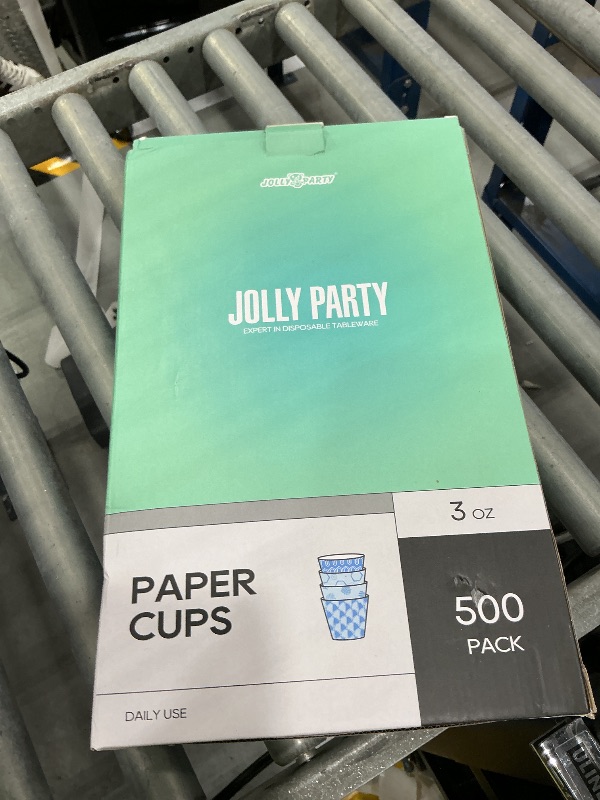 Photo 1 of JOLLY PARTY 3 oz Paper Cups - 500 Count, Assorted Blue Pattern