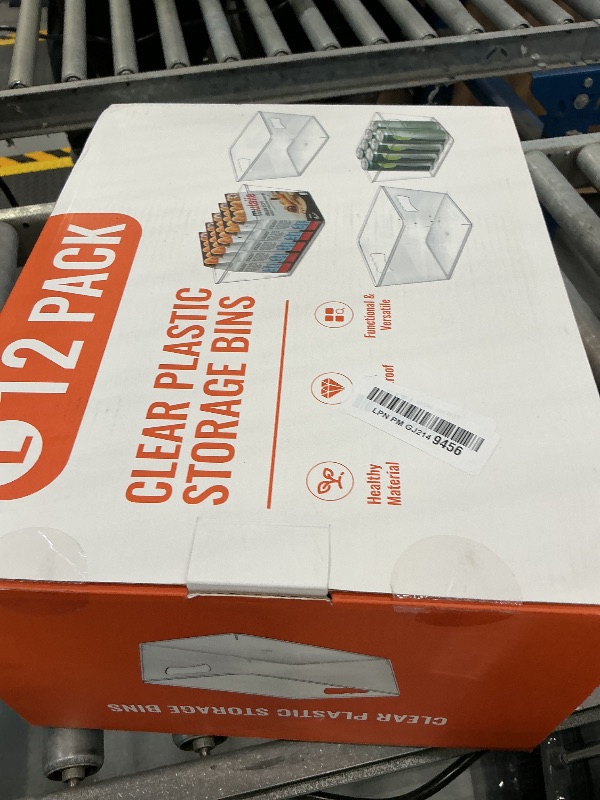 Photo 1 of LANDNEOO 12 Pack Clear Storage Bins with Labels