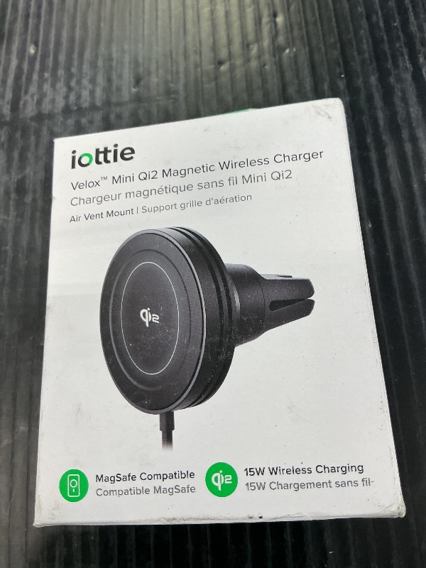 Photo 1 of iOttie Velox Qi2 Mini Wireless Charging Car Mount - MagSafe Compatible Air Vent Phone Mount with 15W Charging for Qi2-enabled Smartphones Including iPhone 12,13,14,15,16 and 17. Car Charger Included.