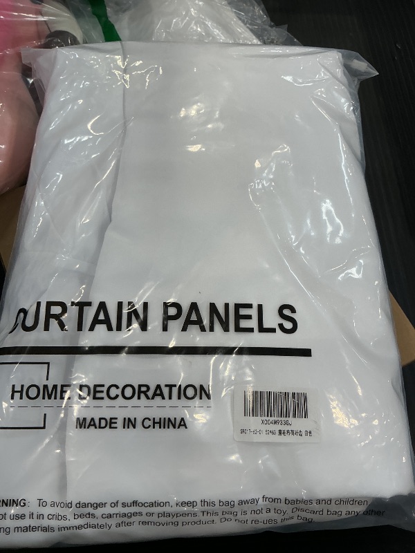 Photo 1 of SEEKRIGHT White Ruffle Curtains - 63" Length, 2 Panels (52"x63" Each)