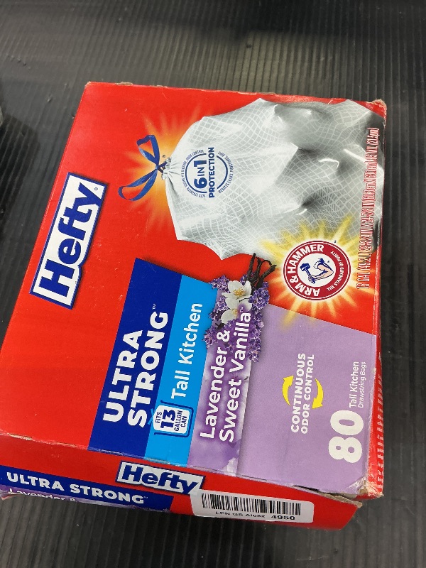 Photo 1 of Hefty Ultra Strong 13 Gal Kitchen Trash Bags, White, Lavender Vanilla, 80ct