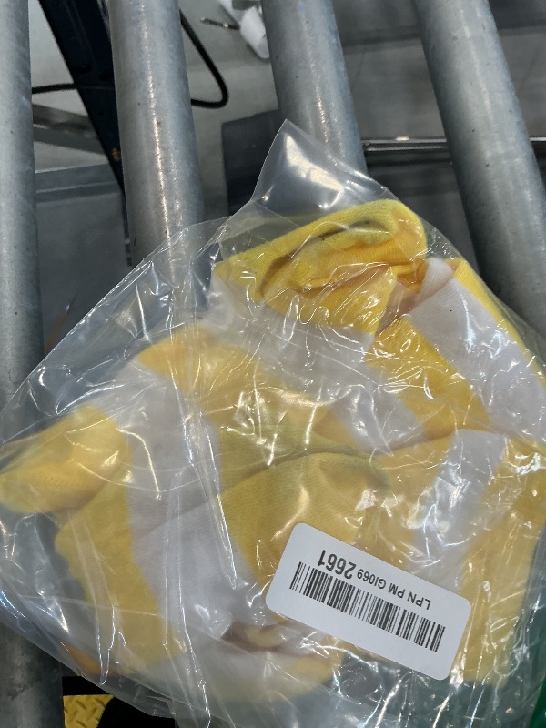 Photo 1 of DAZCOS Striped Thigh High Socks - Yellow/White