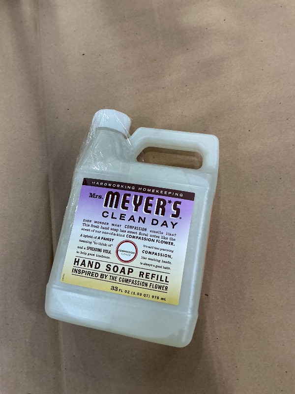 Photo 1 of MRS. MEYER'S CLEAN DAY Liquid Hand Soap Refill, Compassion Flower, 33 fl oz