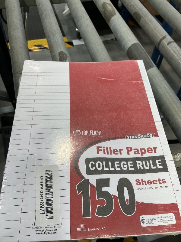 Photo 1 of Top Flight Filler Paper, 10.5 x 8 Inches, College Rule, 150 Sheets (12302), White