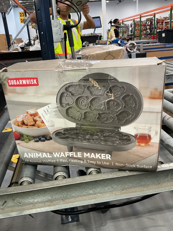 Photo 1 of SugarWhisk Animal Mini Waffle Maker, 12 Molds, Graphite