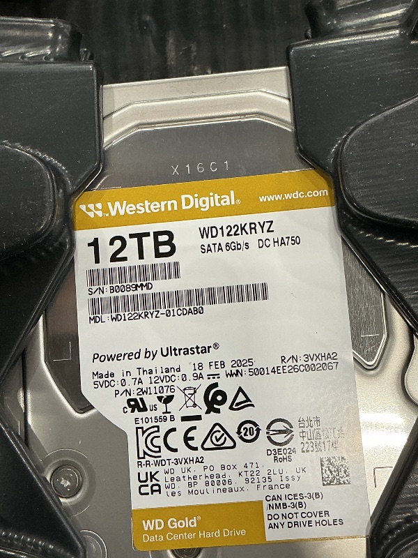 Photo 1 of Western Digital 12TB WD Gold Enterprise Class Internal Hard Drive - 7200 RPM Class, SATA 6 Gb/s, 512 MB Cache, 3.5" - WD122KRYZ