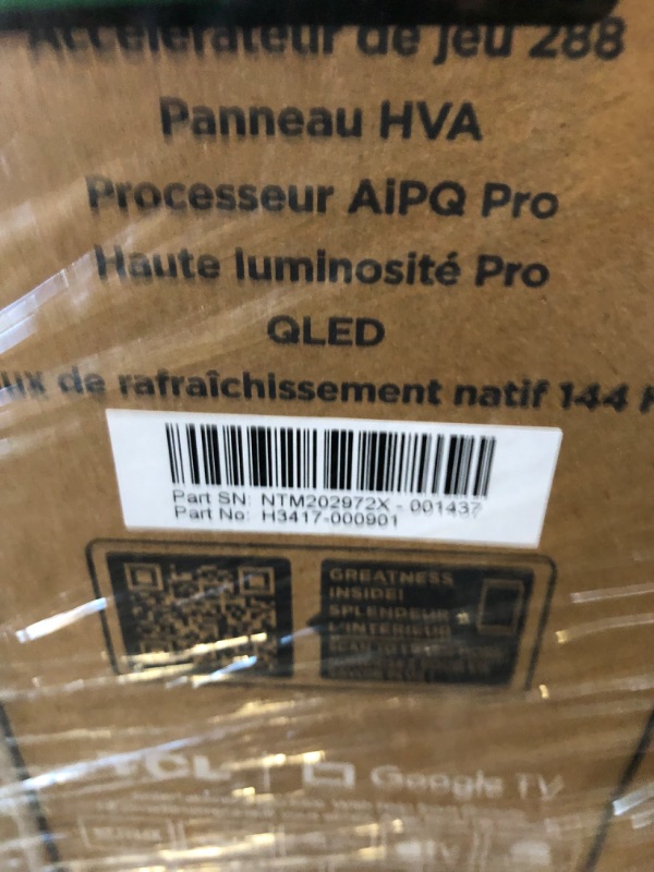 Photo 1 of TCL 75" QM6K Mini LED QLED 4K Smart Google TV (FACTORY SEALED)