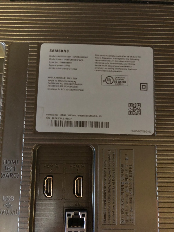 Photo 1 of Samsung 55-Inch Class U8000H Series Crystal UHD, 4K, Smart TV, 2026 Model