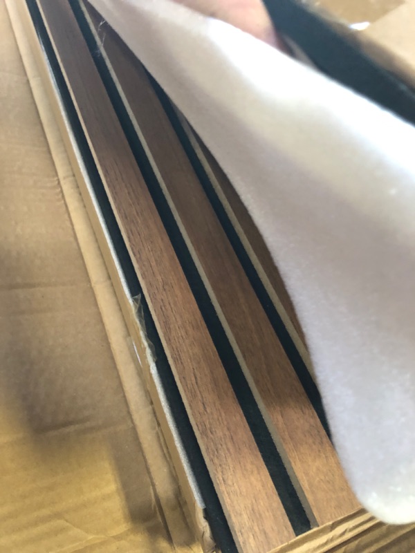 Photo 1 of RITOLLO Wood Slat Acoustic Wall Panels - 4 Pack Walnut