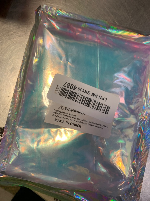 View 2 of 12Pcs Iridescent Round Foil Balloons, 4D Holographic Clear Ball Balloons