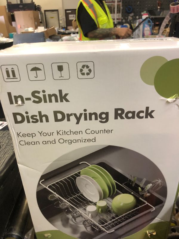 Photo 1 of JASIWAY In-Sink Dish Drying Rack with Drainboard - Silver